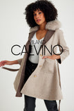 -CLARA- Alpaka Wool Jacket W/ Fox Fur Collar (Beige)