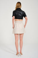 Genuine Leather Skirt ( Cream )