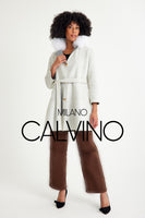 -CLARA- Alpaka Wool Jacket W/ Fox Fur Collar (White)