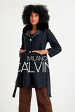 -CLARA- Alpaka Wool Jacket W/ Fox Fur Collar (Black)