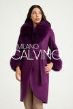 Fur Trimmed Alpaca Coat & Coat ( Plum ) - Milano Calvino image 2