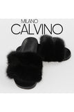 Twin Fur Slipper Mink - Black - Milano Calvino image 2
