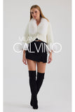 Fur Trimmed Alcantara Short Jacket - White - Milano Calvino image 3