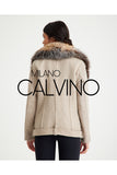 Fur Trimmed Yün Kumaş Short Coat - Light Beige - Milano Calvino image 2