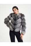 Women’s V Form Zipped Convertible Fur Jacket (Can Be Worn as a Vest) - Silver - Milano Calvino