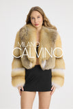 Lopez Special Design Hacimli Dokulu Fur Jacket - Gold - Milano Calvino image 4