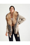 Fur Trimmed Yün Kumaş Short Coat - Light Beige - Milano Calvino