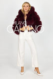 Hooded Fur Jacket Kolları Çıkarılabilir - Bordeaux - Milano Calvino image 3
