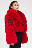 Lopez Special Design Hacimli Dokulu Fur Jacket - Red - Milano Calvino image 7