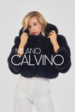 Hooded Fur Jacket Kolları Çıkarılabilir - Midnight Navy - Milano Calvino