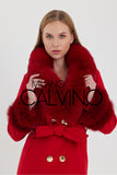 Fur Trimmed Cashmere Coat Red - Milano Calvino image 2