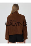 Genuine Suede Leather Zipped Jacket – Acı Kahve - Cognac - Milano Calvino image 6