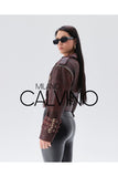 Düşük Omuz Genuine Leather Jacket Alacalı Red - Milano Calvino image 6