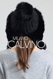 Noelle Knitted Fur Trimmed Luxury Beanie – Çift Ponponlu TaYellowm - Black - Milano Calvino image 3