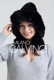 Noelle Knitted Fur Trimmed Luxury Beanie – Çift Ponponlu TaYellowm - Black - Milano Calvino image 7