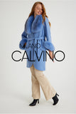 Alpaca Yün Kumaş Fur Trimmed Women’s Coat (BEBE Blue) - Bebe Bluesi - Milano Calvino image 7