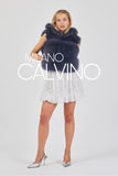 Hooded Fur Jacket Kolları Çıkarılabilir - Storm Blue - Milano Calvino image 4