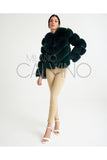 Women’s V Form Zipped Convertible Fur Jacket (Can Be Worn as a Vest) - Khaki - Milano Calvino image 3