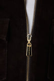 Genuine Suede Leather Zipped Jacket – Acı Kahve - Dark Brown - Milano Calvino image 8