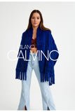 Mink Knitted Fur Shawl - Blue - Milano Calvino image 5