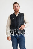 Genuine Leather Erkek Vest - Black - Milano Calvino