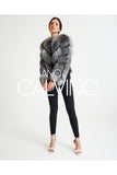 Women’s V Form Zipped Convertible Fur Jacket (Can Be Worn as a Vest) - Silver - Milano Calvino image 7