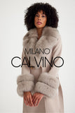 Fur Trimmed Cashmere Coat ( Cream ) - Milano Calvino