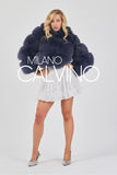 Hooded Fur Jacket Kolları Çıkarılabilir - Storm Blue - Milano Calvino image 2