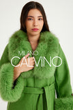 Fur Trimmed Alpaca Coat & Coat ( Açık Green ) - Light Green - Milano Calvino image 6