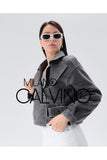 Women’s Genuine Leather Jacket Jacket - Grey - Milano Calvino image 5