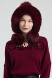 Noelle Knitted Fur Trimmed Luxury Beanie – Çift Ponponlu TaYellowm - Bordeaux - Milano Calvino