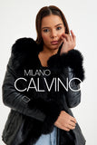 Fur Trimmed Leather Jacket - Black - Milano Calvino image 6