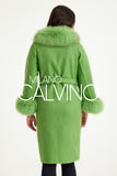 Fur Trimmed Alpaca Coat & Coat ( Açık Green ) - Light Green - Milano Calvino image 3