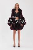 Fur Trimmed Cashmere Poncho - Bordeaux - Milano Calvino