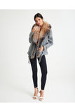 Fur Trimmed Yün Kumaş Short Coat - Grey - Milano Calvino image 4