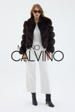 Women’s V Form Zipped Convertible Fur Jacket (Can Be Worn as a Vest) - Dark Brown - Milano Calvino image 5