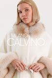 Ecru Alcantara ve Fross Fur Detaylı Poncho - Ekru - Milano Calvino image 2
