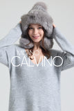 Noelle Knitted Fur Trimmed Luxury Beanie – Çift Ponponlu TaYellowm - Grey - Milano Calvino image 4