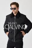 Erkek Bomber Jacket — Curly Post Collarlı, Çıkarılabilir - Black - Milano Calvino image 4
