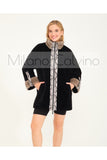 Alcboll Black Alcantara Fur Trimmed Coat - Milano Calvino