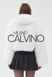 Lopez Special Design Hacimli Dokulu Fur Jacket - White - Milano Calvino image 4