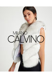 Women’s V Form Zipped Convertible Fur Jacket (Can Be Worn as a Vest) - White - Milano Calvino image 7