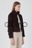 Genuine Suede Leather Zipped Jacket – Acı Kahve - Dark Brown - Milano Calvino image 6