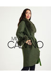 Fur Trimmed Alpaca Coat & Coat ( Haki ) - Khaki - Milano Calvino image 6