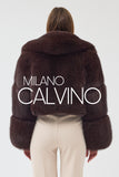Lopez Special Design Hacimli Dokulu Fur Jacket - Chocolate - Milano Calvino image 5