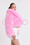 Lopez Special Design Hacimli Dokulu Fur Jacket - Bubblegum Pink - Milano Calvino image 4
