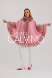 Fur Trimmed Cashmere Poncho - Pink - Milano Calvino image 6