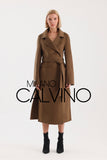 İtalyan Dokuma Alpaca Wool Coat - Camel - Milano Calvino