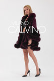 Fur Trimmed Cashmere Poncho - Bordeaux - Milano Calvino image 8