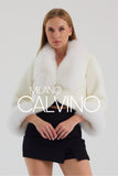 Fur Trimmed Alcantara Short Jacket - White - Milano Calvino image 4